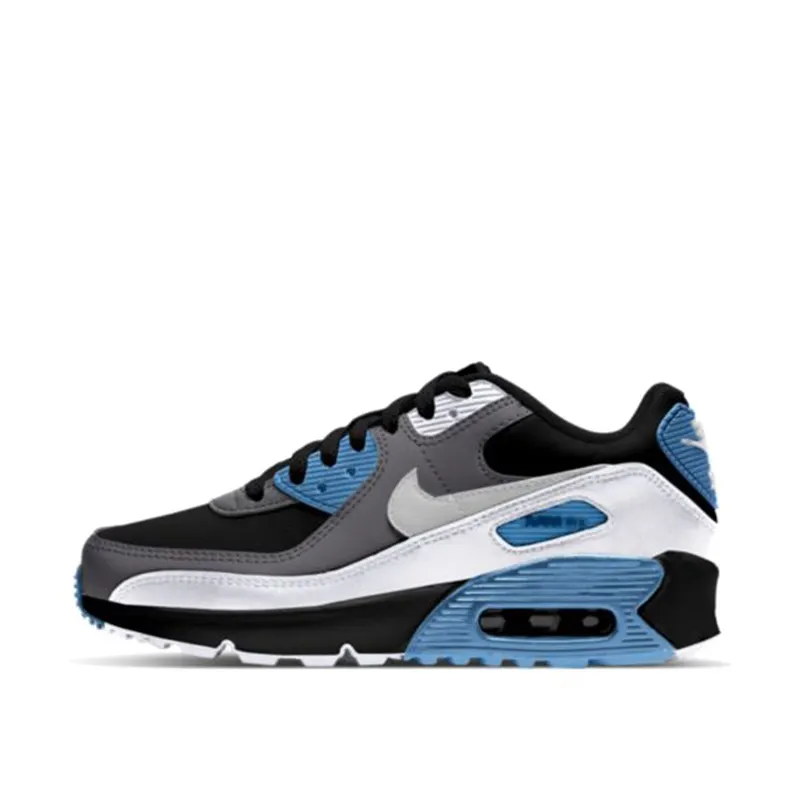 Nike Air Max 90 Leather Black Grey Blue (GS) (CD6864-005)