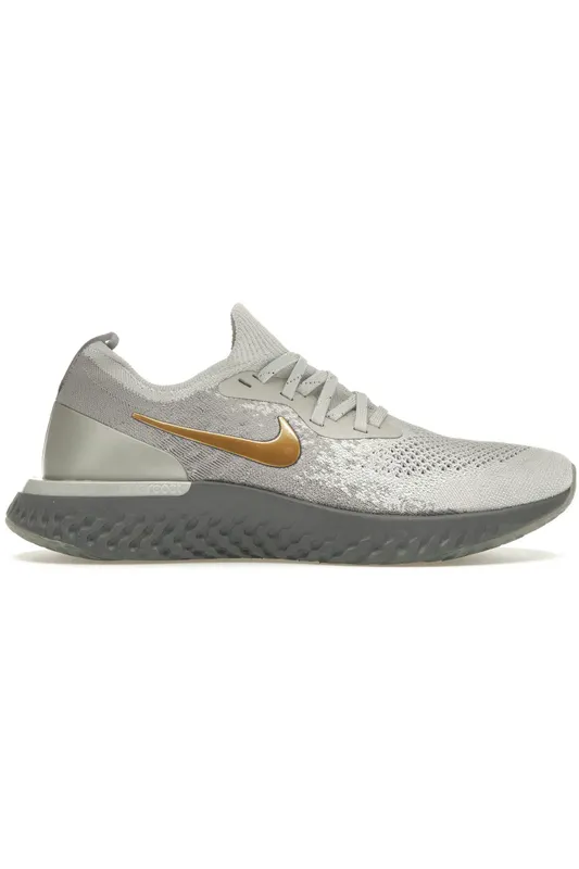 Nike Epic React Flyknit Vast Grey Metallic Gold (Women’s) (AV3048-070)