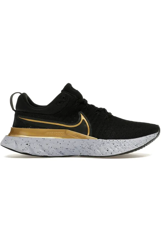 Nike React Infinity Run Flyknit 2 Black Metallic Gold (Women’s) (CT2423-009)