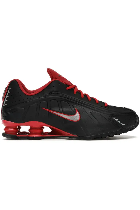 Nike Shox R4 Black Metallic Silver Red (104265-049)
