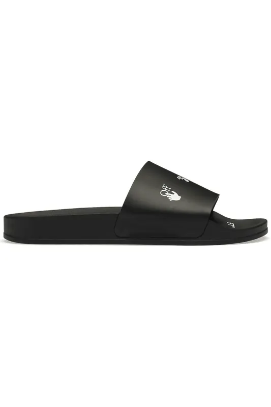OFF-WHITE Drowning Man Logo Slides Black White FW21 (OMIA088F21FAB0041001/OMIC001C99MAT0021000)