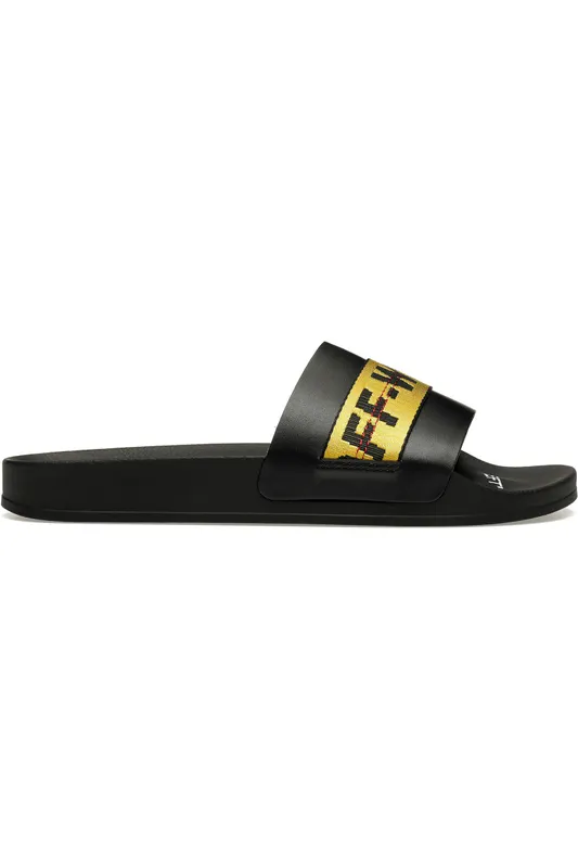 OFF-WHITE Industrial Belt Slides Black Yellow (OMIA088F21FAB0031018)