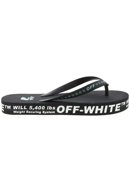 OFF-WHITE Logo Flip Flop Black White (OMIC002R21MAT0011001)