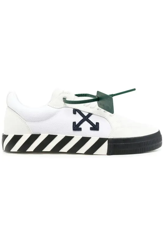 OFF-WHITE Low Vulcanized Canvas Suede White Navy Blue (OMIA085S22LEA0010146)
