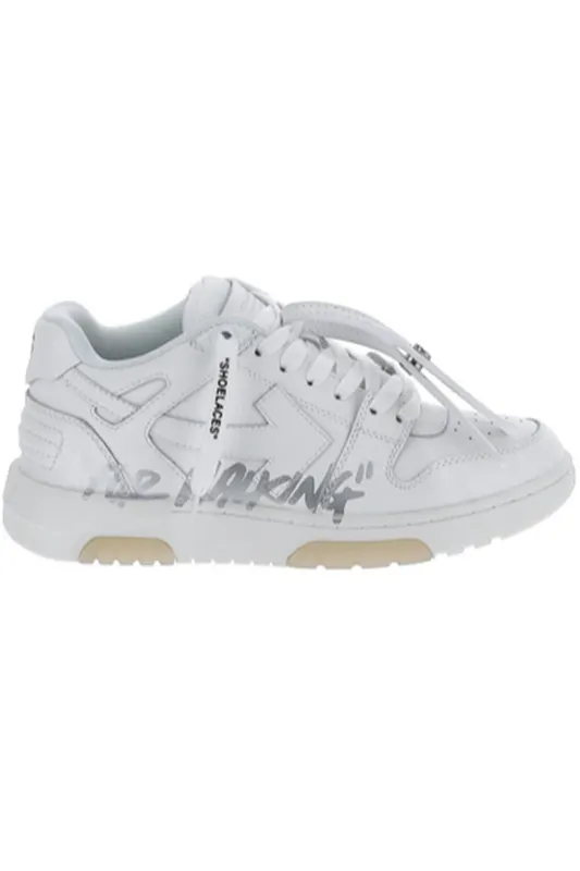 OFF-WHITE Out Of Office OOO “For Walking” Low Tops Distressed White White (Women’s) (OWIA259S22LEA0050172)