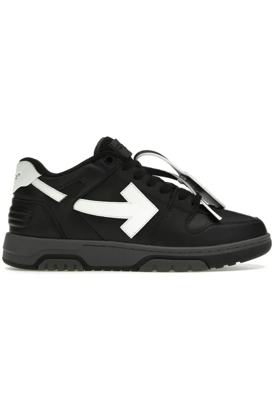 OFF-WHITE Out Of Office OOO Low Tops Black Grey White FW23 (OMIA189C99LEA0061001)