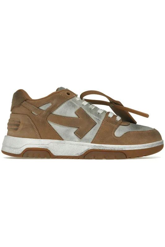 OFF-WHITE Out Of Office “OOO” Low Tops Distressed Brown White (OMIA189S22LEA0080174)