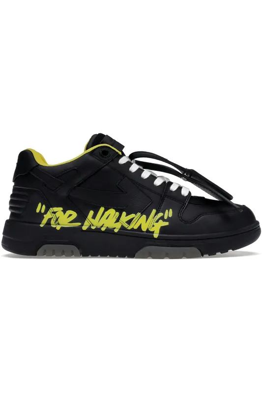 OFF-WHITE Out Of Office “OOO” Low Tops For Walking Black Yellow (OMIA189S22LEA0031018)