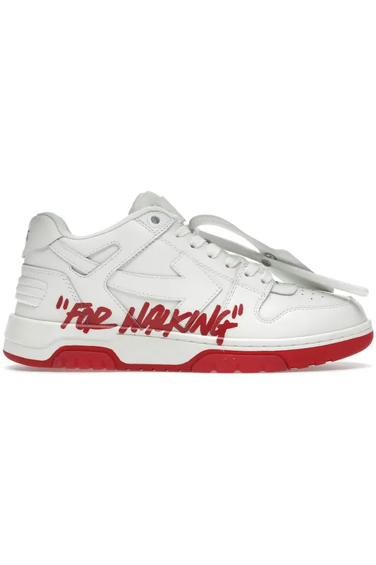 OFF-WHITE Out Of Office “OOO” Low Tops For Walking White White Red SS22 (OMIA189S22LEA0030125)