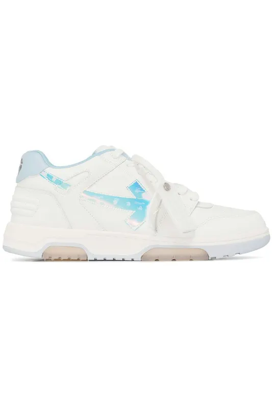 OFF-WHITE Out Of Office OOO Low Tops White Iridescent Blue (OMIA189F21LEA0030181)