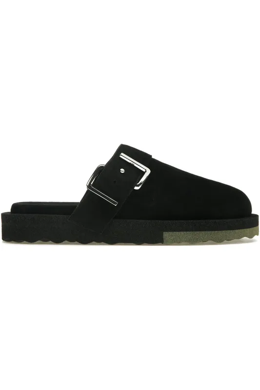 OFF-WHITE Sponge Buckle Slippers Black Khaki (OMIC003S22LEA0011063)