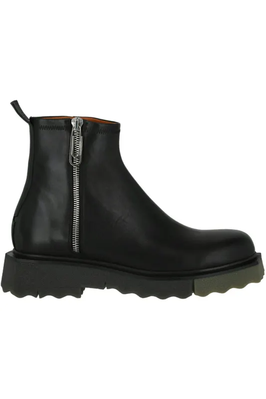 OFF-WHITE Sponge Sole Leather Zip Boot Black (ID004F21 LEA001 1056 00002)