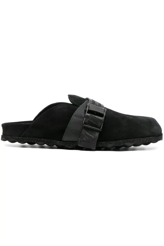 OFF-WHITE Suede Industrial Belt Sabot Black (Women’s) (OWIJ020F22LEA0011010)
