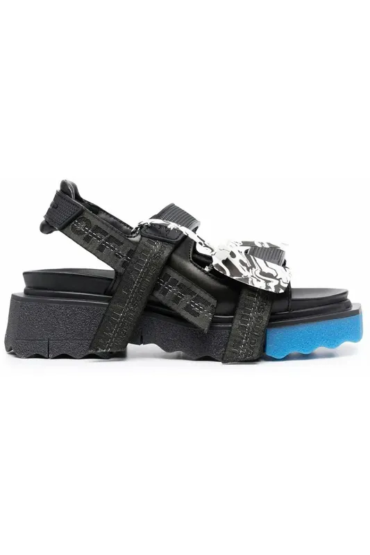 OFF-WHITE Trek Strap Sponge Sandals Black Blue (Women’s) (OWIH013F21LEA0011010)