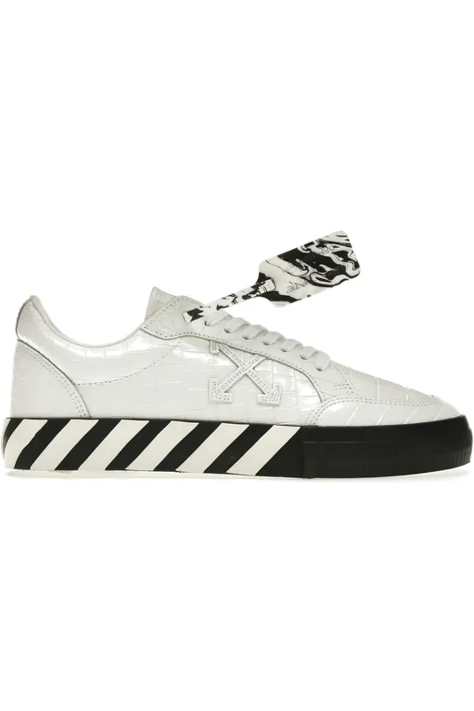 OFF-WHITE Vulc Low Croco Leather White Black (OMIA085F21LEA0090101)