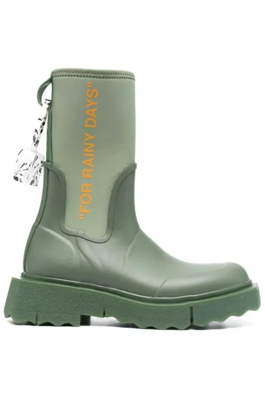 OFF-WHITE Zip-tie Rain Boots Green (Women’s) (OWIA265F21MAT0015720)