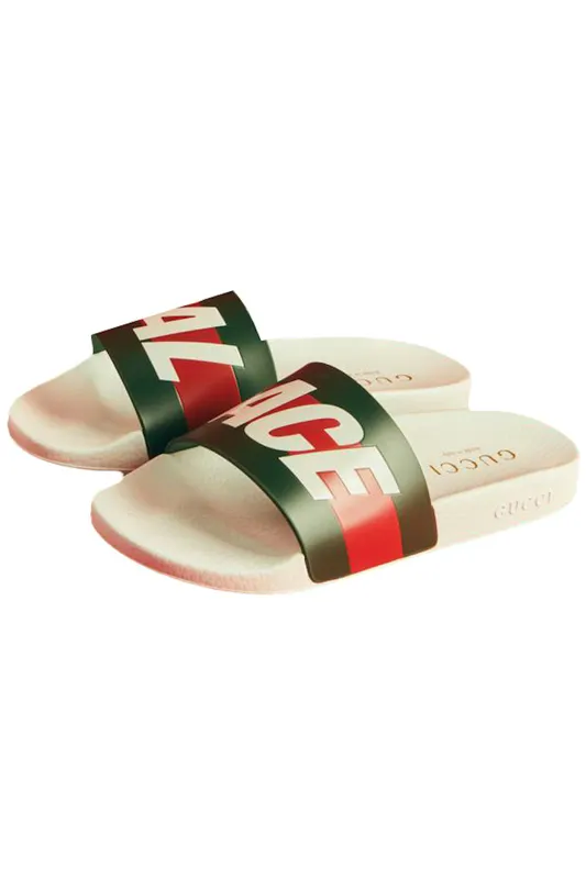Palace x Gucci Logo Web Slide Sandal White (723349 9AAAF 8818)