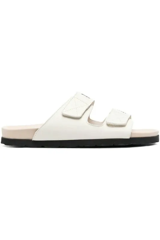 Palm Angels Logo Print Sandals Off White Leather (PMIH004S23LEA0010361)