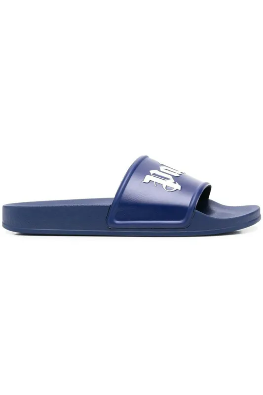Palm Angels Pool Slides Dark Blue White SS23 (PMIC001C99PLA0014501)