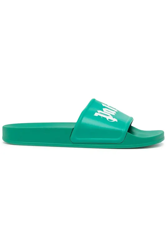 Palm Angels Pool Slides Green White (PMIC001S22PLA0015501)