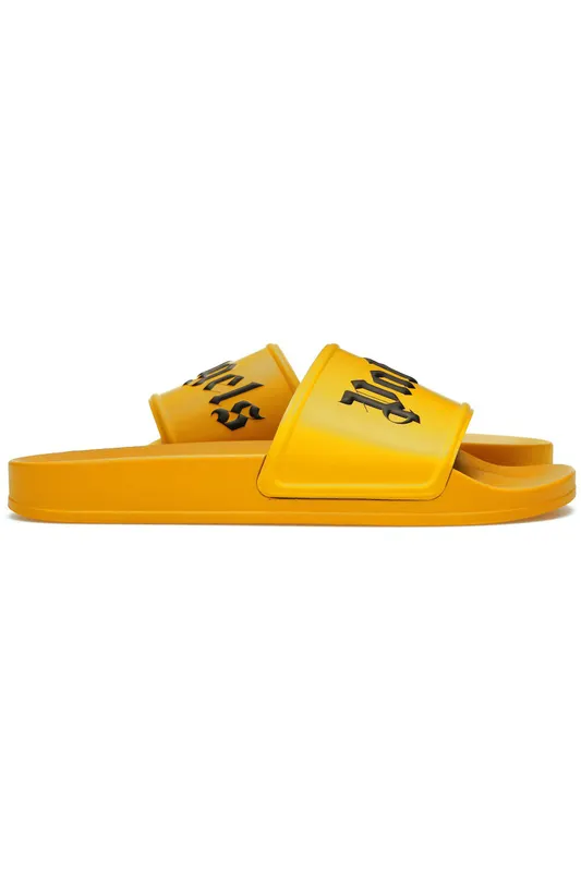 Palm Angels Pool Slides Yellow Black (PMIC001F21MAT0011810)