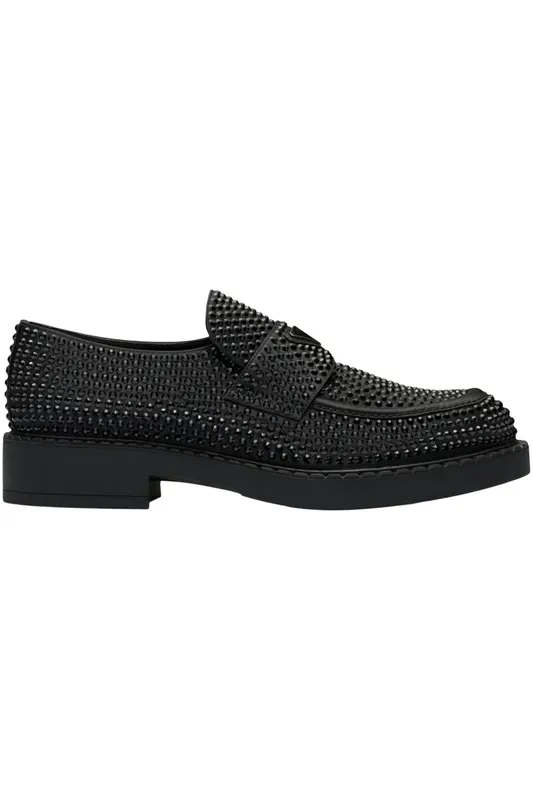 Prada Chocolate 35mm Crystal Loafer Black Satin (2DE135_2AWL_F0002)