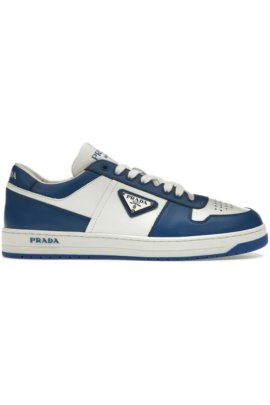 Prada Downtown Low Top Sneakers Leather White Cobalt Blue (2EE364_3LKG_F098Z)