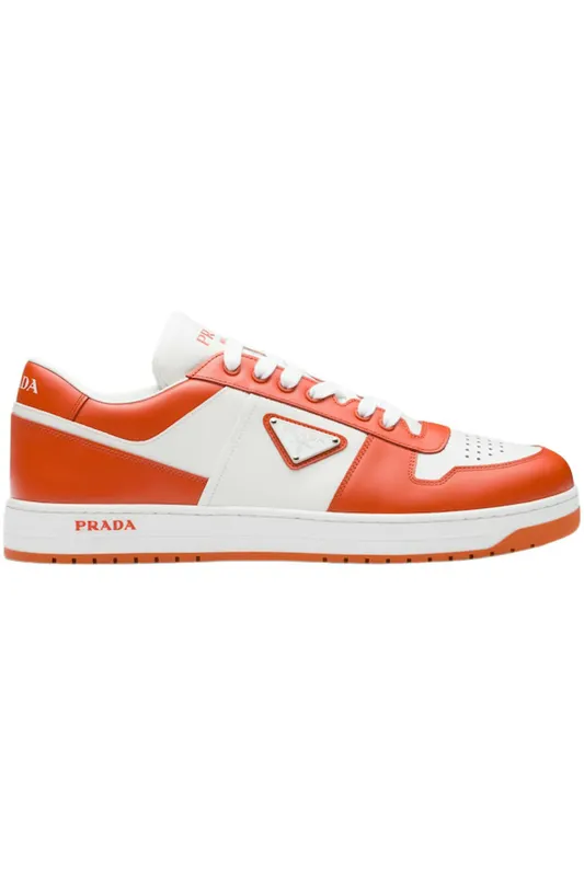 Prada Downtown Low Top Sneakers Leather White Orange (2EE364_3LKG_F011G)