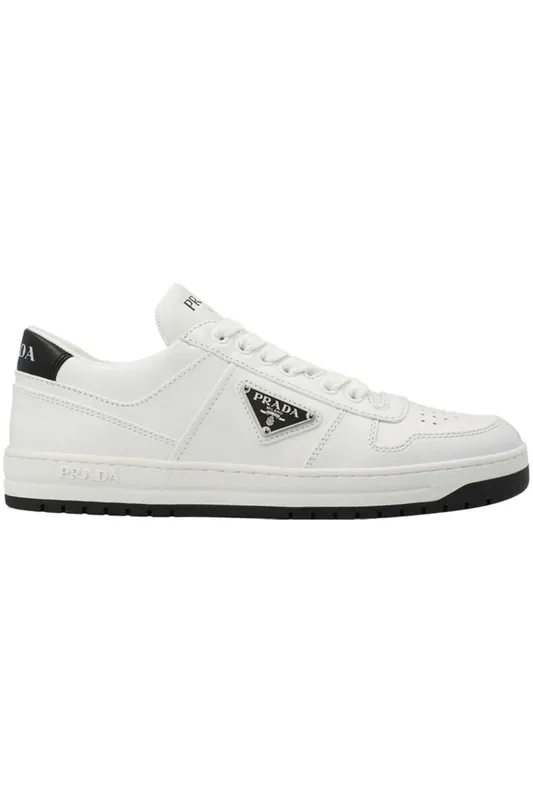 Prada Downtown Low Top Sneakers Leather White White Black (Women’s) (1E792MF0303LJ6-F0964)