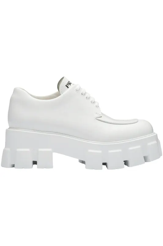 Prada Monolith 55mm Lace Up Loafer White Brushed Leather (1E708L_B4L_F0009_F_B055)