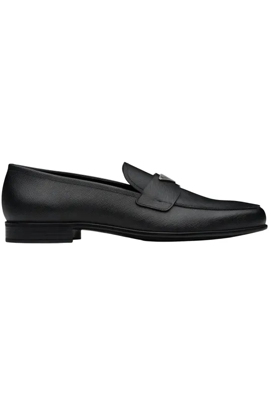 Prada Plaque Loafer Black Saffino Leather (2DB180_053_F0002_F_G001)