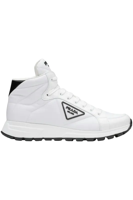 Prada PRAX 01 High Top Re-Nylon and Brushed Leather White Black (4T3592_3LF5_F0964)