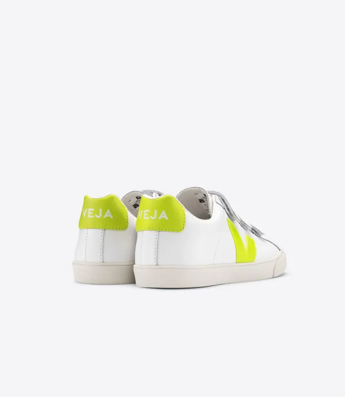 Veja 3-LOCK LEATHER EXTRA WHITE JAUNE FLUO (EL022086)