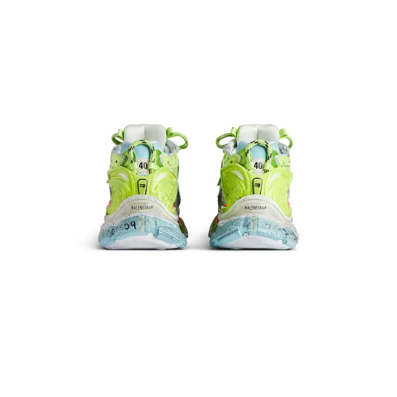 Balenciaga Men’s Runner Marathon Sneaker In White / Neon Yellow / Red / Blue White / Neon Yellow / Red / Blue (772774WRNMT4697)