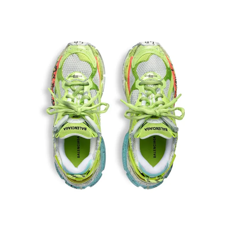 Balenciaga Men’s Runner Marathon Sneaker In White / Neon Yellow / Red / Blue White / Neon Yellow / Red / Blue (772774WRNMT4697)