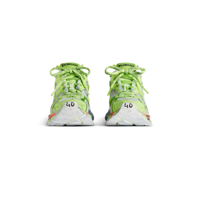 Balenciaga Men’s Runner Marathon Sneaker In White / Neon Yellow / Red / Blue White / Neon Yellow / Red / Blue (772774WRNMT4697)