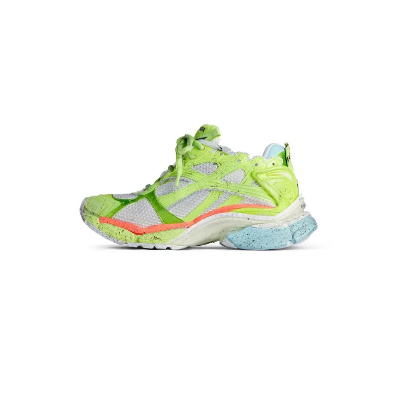 Balenciaga Men’s Runner Marathon Sneaker In White / Neon Yellow / Red / Blue White / Neon Yellow / Red / Blue (772774WRNMT4697)