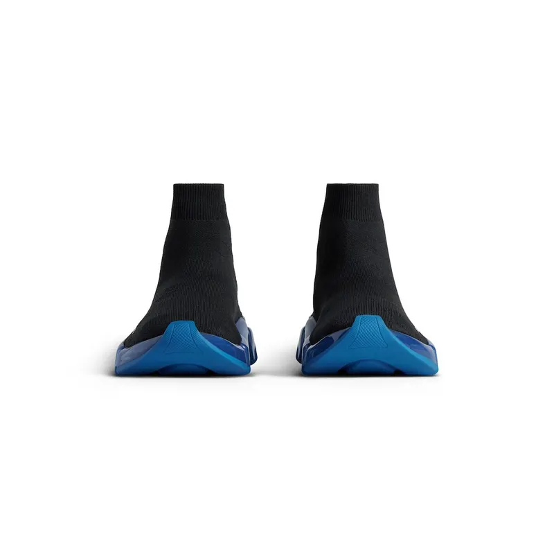 Balenciaga Men’s Speed 2.0 Full Clear Sole Recycled Knit Sneaker In Black / Blue Black / Blue (617239W2DC41040)