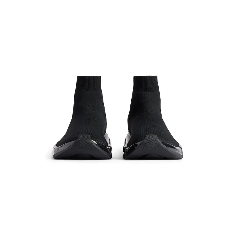 Balenciaga Men’s Speed 2.0 Full Clear Sole Graffiti Recycled Knit Sneaker In Black / White Black / White (617239W2DIA1190)