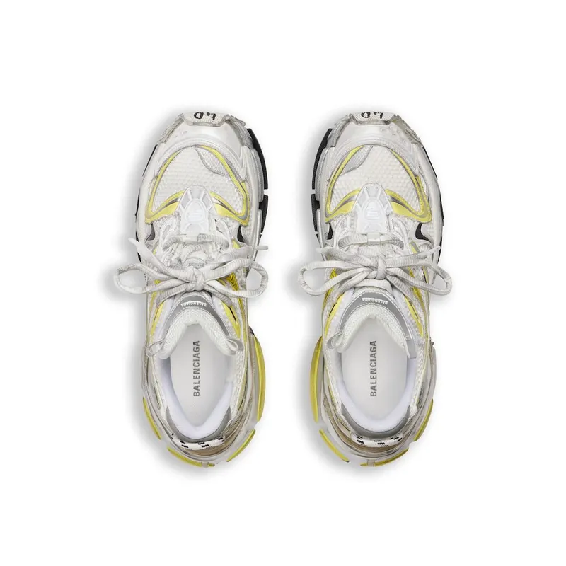 Balenciaga Men’s Runner 2.0 Sneaker In White / Yellow / Black White / Yellow / Black (779066W3RXP9710)