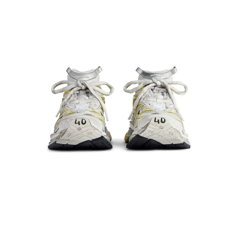 Balenciaga Men’s Runner 2.0 Sneaker In White / Yellow / Black White / Yellow / Black (779066W3RXP9710)