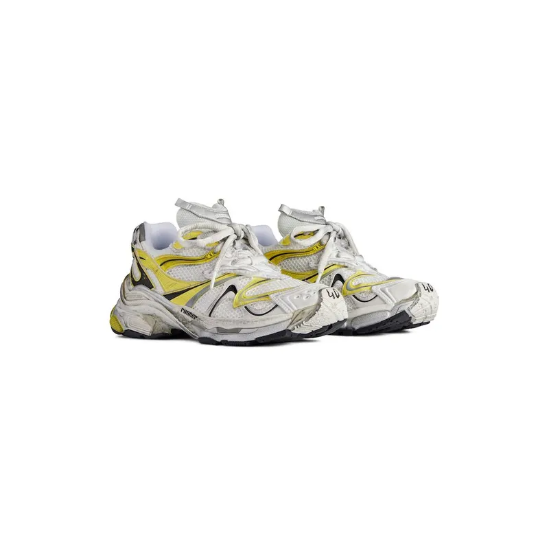 Balenciaga Men’s Runner 2.0 Sneaker In White / Yellow / Black White / Yellow / Black (779066W3RXP9710)