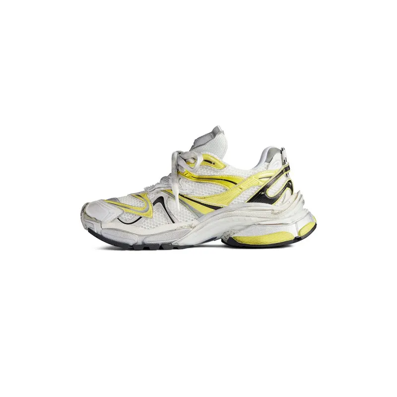 Balenciaga Men’s Runner 2.0 Sneaker In White / Yellow / Black White / Yellow / Black (779066W3RXP9710)
