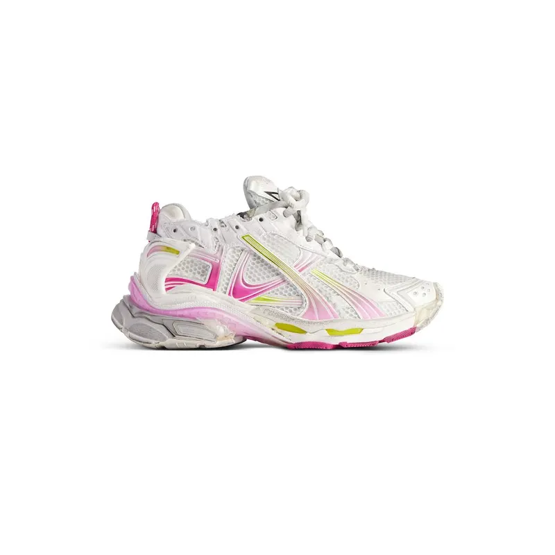 Balenciaga Women’s Runner Gradient Sneaker In White / Pink / Grey / Neon Yellow White / Pink / Grey / Neon Yellow (772767WRUNG9517)