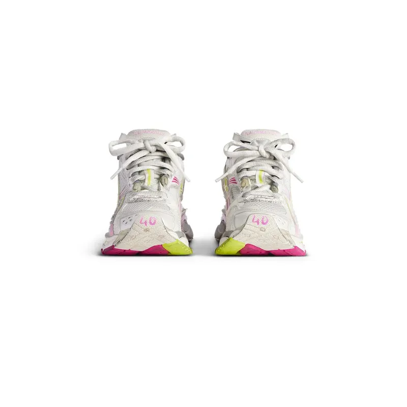 Balenciaga Women’s Runner Gradient Sneaker In White / Pink / Grey / Neon Yellow White / Pink / Grey / Neon Yellow (772767WRUNG9517)