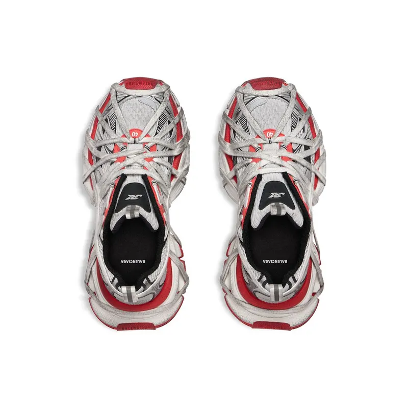 Balenciaga Men’s 3xl Extreme Lace Sneaker In Grey / Red / Black / White Grey / Red / Black / White (778698W3XLL1261)
