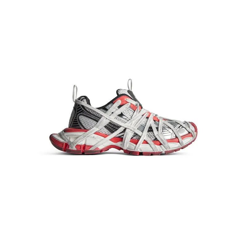 Balenciaga Men’s 3xl Extreme Lace Sneaker In Grey / Red / Black / White Grey / Red / Black / White (778698W3XLL1261)