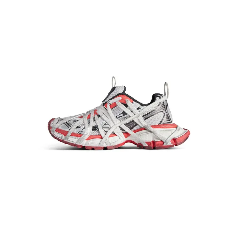 Balenciaga Men’s 3xl Extreme Lace Sneaker In Grey / Red / Black / White Grey / Red / Black / White (778698W3XLL1261)