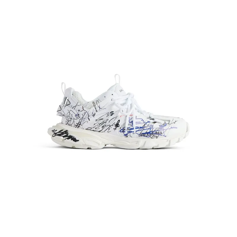 Balenciaga Women’s Track Autographe Sneaker In White / Black / Blue / Red White / Black / Blue / Red (542436WTKAU9146)
