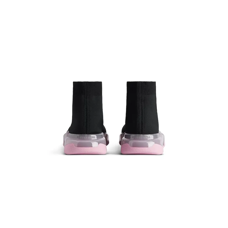 Balenciaga Women’s Speed 2.0 Full Clear Sole Recycled Knit Sneaker In Black / Rose Black / Rose (617196W2DC41050)